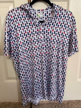 TailorByrd Pineapple Print Polo Shirt Small Golf Stretch Fun